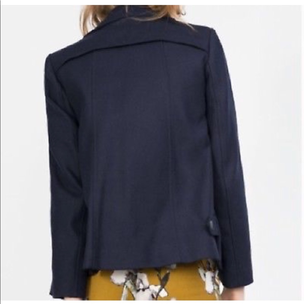 NWT Zara Navy Blue Double Breasted Coat Jacket - Picture 3 of 8